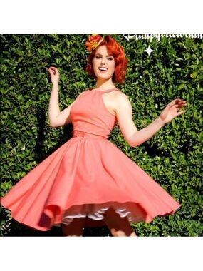 Pinup Couture Retro Harley Swing Dress Coral 1X